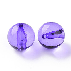 Violet Bleu Perles acryliques transparentes, ronde, bleu violet, 20x19mm, Trou: 3mm, environ111 pcs / 500 g