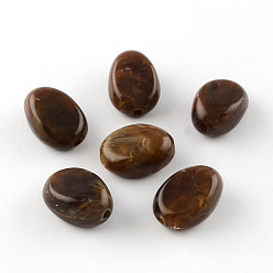 Кокосово-Коричневый Овальной имитация драгоценных камней акриловые бусины, кокосового коричневый, 18x13x9.5 мм, Отверстие : 2 мм , около 310 шт / 500 г