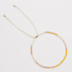 Gold Glass Seed Braided Bead Bracelet, Adjustable Bracelet, Gold, No Size