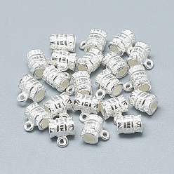Silver 925 Sterling Silver Tube Bails, Loop Bails, Column, Silver, 7.5x6.5x5mm, Hole: 1mm, 2.5mm Inner Diameter