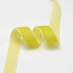 Yellow 5/8 inch Single Face Velvet Ribbon, Yellow, 5/8 inch(15.9mm), about 25yards/roll(22.86m/roll)