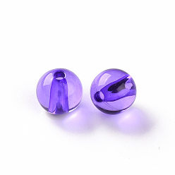Violet Bleu Perles acryliques transparentes, ronde, bleu violet, 10x9mm, trou: 2 mm, environ 940 pcs / 500 g