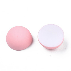 Pink Opaque Spray Painted Acrylic Cabochonsl, Half Round, Pink, 11.5x6mm