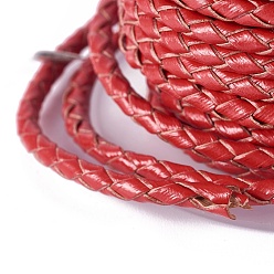 Brique Rouge Cordon de vache tressé, cordon de bijoux en cuir , bricolage bijoux matériau de fabrication, avec bobine, firebrick, 3.3 mm, 10 mètres / rouleau
