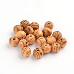 Pérou Perles en bois naturel de couleur originale, perles d'espacement rondes en bois pour la fabrication de bijoux, non teint, Pérou, 10mm, Trou: 3mm