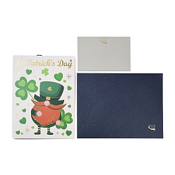 Зеленый лайм Прямоугольник 3d всплывающая бумажная открытка, с бумажной карточкой и конвертом, на день святого патрика, зеленый лайм, 200x150x4 мм, открытый: 200x300x160 мм