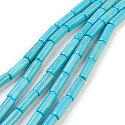 Turquoise Synthetic Turquoise Beads Strands, Dyed, Column, Turquoise, 13x4mm, Hole: 1mm, about 32pcs/strand, 16 inch