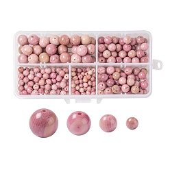 Rhodonite 340Pcs 4 Sizes Natural Rhodonite Beads, Round, 4mm/6mm/8mm/10mm, Hole: 0.8~1mm
