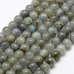Labradorite Natural Labradorite Beads Strands, Round, 8mm, Hole: 1mm, about 49pcs/strand, 15.3 inch(39cm)
