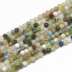 Pierre Précieuse Naturelle Brins de perles pierres fines naturelles , facette, ronde, 2~2.5mm, Trou: 0.3mm, Environ 177 pcs/chapelet, 14.9 pouce