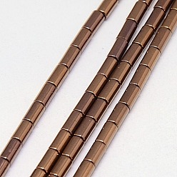 Copper Plated Electroplate Non-magnetic Synthetic Hematite Beads Strands, Column, Grade A, Copper Plated, 5x3mm, Hole: 1mm, about 80pcs/strand, 16 inch