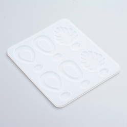 White DIY Dangle Earring Silicone Molds, Resin Casting Molds, for UV Resin, Epoxy Resin Jewelry Making, Mixed Shapes, White, 157x129x5mm