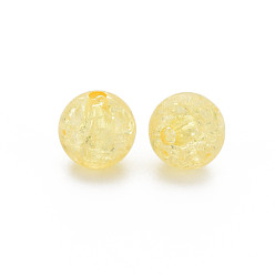 Gold Transparent Crackle Acrylic Beads, Round, Gold, 10x9mm, Hole: 2mm, about 940pcs/500g.