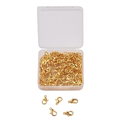 Золотой Карабин-лобстер из цинкового сплава, золотые, 12x6 мм, отверстия: 1.2 мм, 100 шт / коробка
