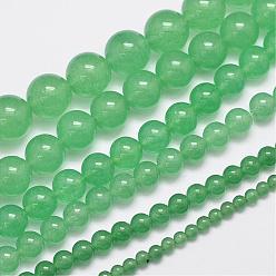 Medium Sea Green Natural & Dyed Malaysia Jade Bead Strands, Imitation Green Aventurine, Round, Medium Sea Green, 8mm, Hole: 1.0mm, about 48pcs/strand, 15 inch