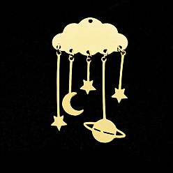 Золотой Шкентели нержавеющей стали, луна и звезда и облако и планета, золотые, 49x28 мм