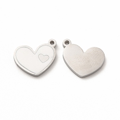 White 304 Stainless Steel Enamel Charms, Heart, White, 13x10x1mm, Hole: 1.2mm