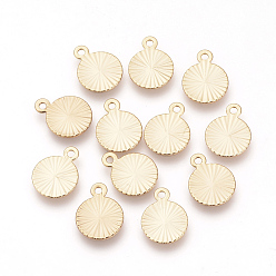 Real 18K Gold Plated Brass Charms, Nickel Free, Real 18K Gold Plated, Flat Round, 12x9x0.5mm, Hole: 1mm