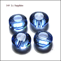 Светло-Голубой Имитация Австрийские кристаллические шарики, класс AAA, граненые, плоско-круглые, Небесно-голубой, 8x4 мм, отверстие : 0.9~1 мм