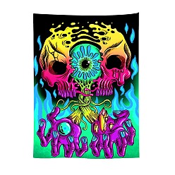 Skull Halloween Theme Polyester Wall Hanging Tapestry, for Bedroom Living Room Decoration, Rectangle, Skull Pattern, 1000x750mm