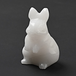 White Jade Natural White Jade Sculpture Display Decorations, for Home Office Desk, Rabbit, 38~39.5x24~25.5x21~22mm