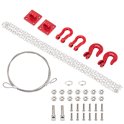 Red AHANDMAKER Toy Car Accessories Kits, Including Iron and Steel Trailer Chain Set, Iron with Alloy Health Gear RC Car Tow Hook Set, Red, 995x4.5x1mm