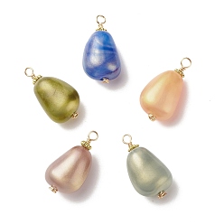 Mixed Color Acrylic Pendants, with Copper & Alloy Findings, Teardrop, Mixed Color, 26~27x14x11mm, Hole: 2~2.5mm