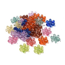 Mixed Color Transparent with Glitter Acrylic Beads, Flower, Mixed Color, 16.5x15x5mm, Hole: 1.5mm, about 1000pcs/500g