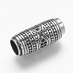 Античное Серебро Магнитные застежки, нержавеющая сталь 304, колонка, античное серебро, 29x13 мм, отверстие : 8 мм