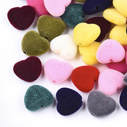 Couleur Mélangete Perles acryliques flocky, cœur, couleur mixte, 10.5~11x12x5mm, Trou: 1.8mm