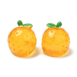 Orange Semi-stereoscopic Transparent Resin Cabochons, Fruit, Orange, 18x16mm
