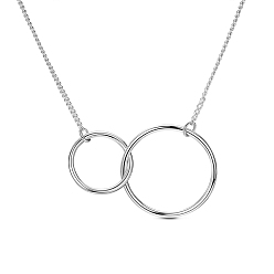 Platinum SHEGRACE Trendy Rhodium Plated 925 Sterling Silver Necklace, with Interlocking Rings Pendant, Platinum, 17.7 inch