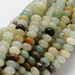 Flower Amazonite Rondelle Natural Flower Amazonite Bead Strands, 6x4mm, Hole: 1mm, about 105pcs/strand, 15.74 inch