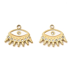 Real 24K Gold Plated Ion Plating(IP) 316 Stainless Steel Charms, Eye Shape White Shell Charms, Real 24K Gold Plated, 12.5x15x1.8mm, Hole: 1.5mm