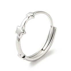 Нержавеющая Сталь Цвет 304 регулируемое кольцо с тройной звездой из нержавеющей стали для женщин, цвет нержавеющей стали, размер США 7 3/4 (17.9 мм)
