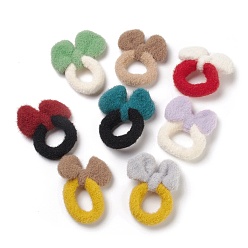 Mixed Color Bowknot Faux Mink Fur Elastic Hair Ties, Hair Accessories for Girl Ponytail Holder, Mixed Color, 14mm, Inner Diameter: 25.5mm