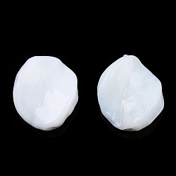 Blanc Perles opaques faites à la main au chalumeau, feuille, blanc, 14~18.5x13.5~15x3.5~6mm, Trou: 1.2~1.8mm