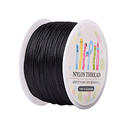 Black Nylon Thread, For Chinese Knot Making, Round, Black, 1mm, about 100yards/roll(91.44m/roll), 300 feet/roll