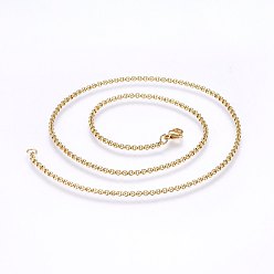 Золотой 304 из нержавеющей стали кабель цепи ожерелья, золотые, 17.71 дюйм (45 см), 2 мм