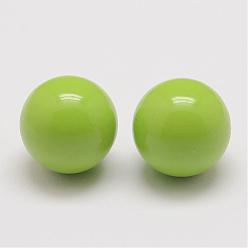 Lawn Green Brass Chime Ball Beads Fit Cage Pendants, No Hole, Lawn Green, 16mm