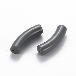 Gray Opaque Acrylic Beads, Curved Tube, Gray, 32x9.5x8mm, Hole: 1.8mm, about 330pcs/500g