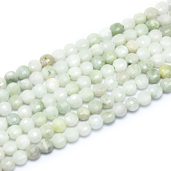 Myanmar Jade Natural Myanmar Jade/Burmese Jade Beads Strands, Faceted, Flat Round, 4~4.5x2.5~3mm, Hole: 0.7mm, about 104~109 pcs/Strand, 15.35 inch(39cm)