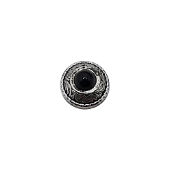Черный Сплав цинка кнопки, с пластиковыми бусинами, имитирующими бирюзу, и железными шурупами., для кошелька, , украшение кожаных ремесел, полукруглый, чёрные, 12 мм