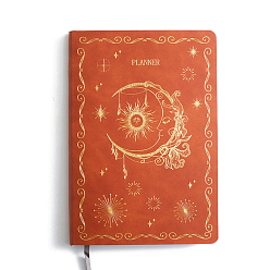 Tomate A5 cuaderno de cuero pu, con papel dentro, para material de oficina escolar, rectángulo con patrón de luna, tomate, 205x140 mm