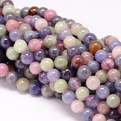 Mixed Color Natural Tanzanite Stone & Tourmaline Beads Strands, Round, Mixed Color, 4mm, Hole: 1mm, about 99pcs/strand, 16 inch