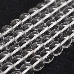 Clear Natural Quartz Crystal Bead Strands, Round, Grade A, Clear, 8mm, Hole: 1mm, about 44pcs/strand, 14.9 inch~15.1 inch
