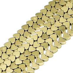 Real 18K Gold Plated Electroplate Non-magnetic Synthetic Hematite Beads Strands, Heart, Real 18K Gold Plated, 3.5x4x2mm, Hole: 0.5mm, about 108~109pcs/strand, 15.75 inch(40cm)