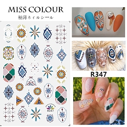 Coloré Autocollants nail art, pour les décorations d'ongles, motif bohème, colorées, 125x70mm