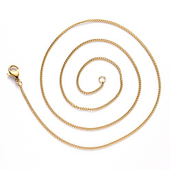 Oro Collar de cadena acera 304 de acero inoxidable, con cierre de pinza, dorado, link: 2x1.8x0.5 mm, 19.68 pulgada (50 cm)