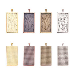 Mixed Color Tibetan Style Alloy Rectangle Tray Pendant Cabochon Settings, Mixed Color, Tray: 47x24.5mm, 59x27x5mm, Hole: 3mm, 20pcs/set